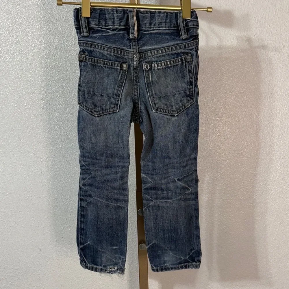 GAP Men's Blue Distressed Jeans with Skull Patch